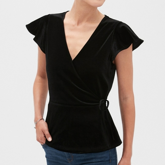 Banana Republic Tops - Banana Republic Black Velvet Wrap Top